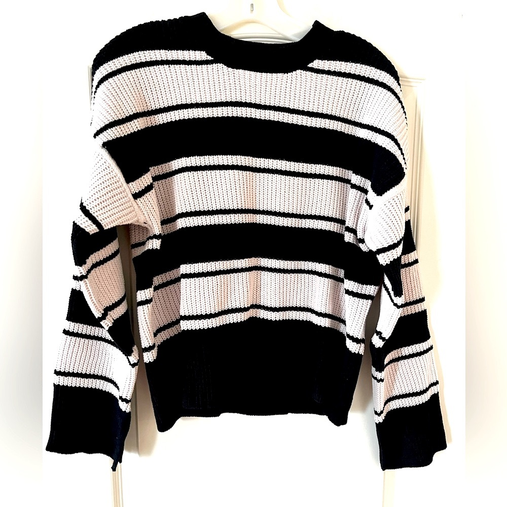New! Sanctuary Lightweight Knit Striped Black and Cream Sweater Various Sizes